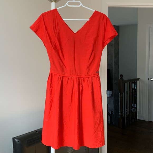 Armani Exchange cross back flare orange short sleeve dress - Picture 3 of 6